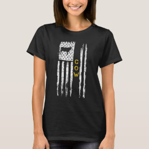 Vintage Usa American Flag Cow Farm Farmer Silhouet T-Shirt