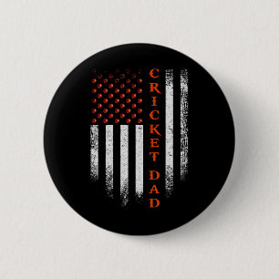 Vintage Usa American Flag Cricket Dad Patriotic Di 6 Cm Round Badge
