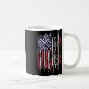 Vintage Usa American Flag Cricket Player Silhouett Coffee Mug