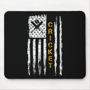 Vintage Usa American Flag Cricket Player Silhouett Mouse Mat