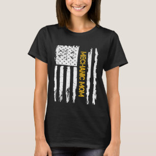 Vintage Usa American Flag Diesel Mechanic Mum Silh T-Shirt
