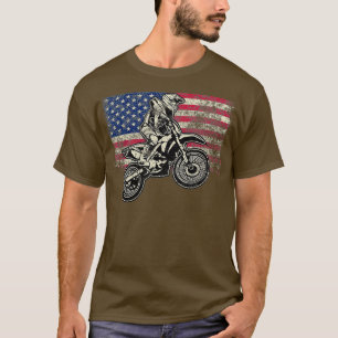 Vintage USA American Flag Dirt Bike Motocross T-Shirt