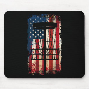 Vintage Usa American Flag Disc Golf Sket 4th Of Ju Mouse Mat
