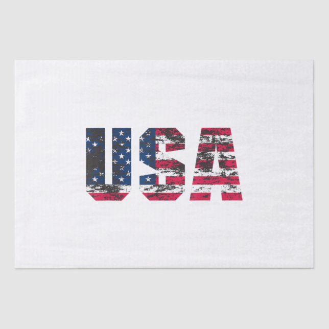 Vintage USA American Flag Distressed USA Tissue Paper (Front)