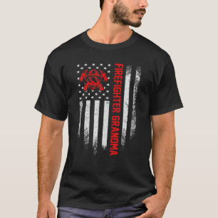 Vintage USA American Flag Firefighter Grandma Silh T-Shirt