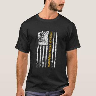Vintage USA American Flag French Horn Grandpa T-Shirt
