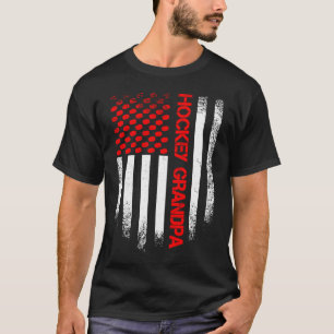 Vintage USA American Flag Hockey Grandpa Patriotic T-Shirt