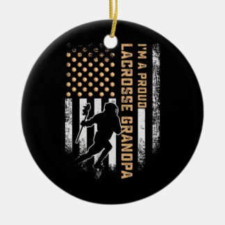 Vintage USA American Flag I'm A Proud Lacrosse Ceramic Tree Decoration