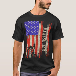 Vintage USA American Flag Judo Karate Dad Silhouet T-Shirt