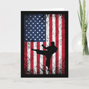 Vintage Usa American Flag Karate 4th Of July Marti Card