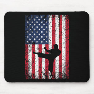 Vintage Usa American Flag Karate 4th Of July Marti Mouse Mat