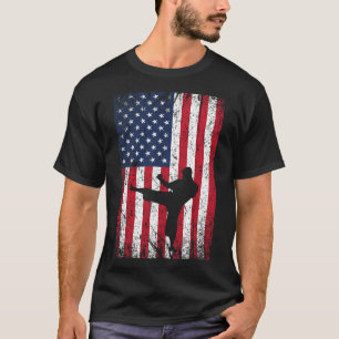 Vintage Usa American Flag Karate 4th Of July Marti T-Shirt