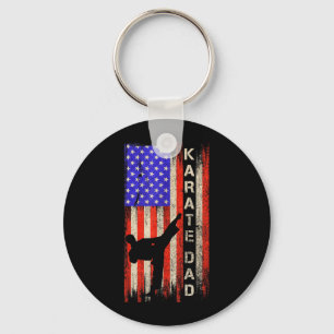 Vintage USA American Flag Karate Dad Karateka Key Ring