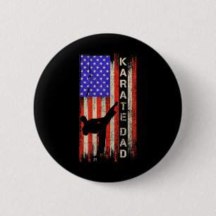 Vintage Usa American Flag Karate Dad Karateka Silh 6 Cm Round Badge