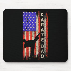 Vintage Usa American Flag Karate Dad Karateka Silh Mouse Mat