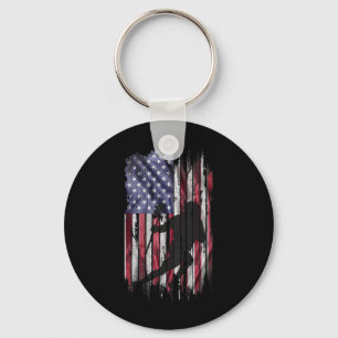 Vintage Usa American Flag Lacrosse Player Team Sil Key Ring