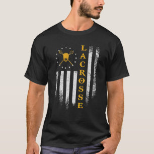 Vintage USA American Flag Lacrosse Player Team Sil T-Shirt