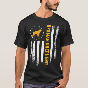 Vintage USA American Flag Love German Shepherd Sil T-Shirt