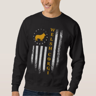 Vintage Usa American Flag Love Welsh Corgi Dog Sil Sweatshirt