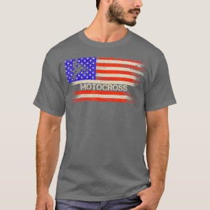 Vintage USA American Flag Motocross Dirt Bike T-Shirt