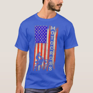 Vintage USA American Flag Motocross Dirt Bike T-Shirt