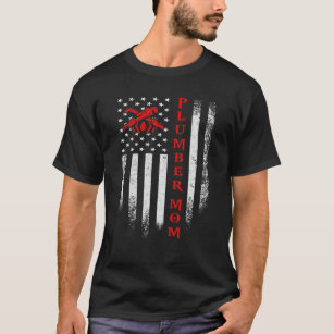 Vintage USA American Flag Plumber Mom Plumbing Sil T-Shirt
