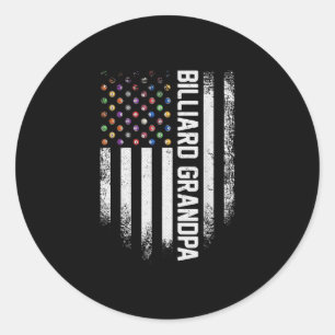 Vintage USA American Flag Pool Billiard Grandpa Classic Round Sticker