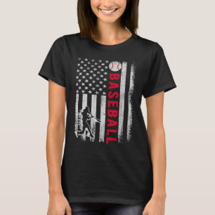 Vintage USA American Flag Pride Baseball Team Dad T-Shirt