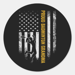 Vintage Usa American Flag Proud Badminton Grandma Classic Round Sticker