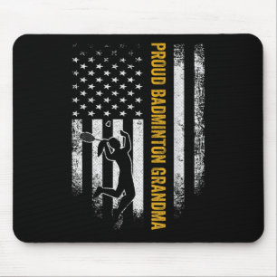Vintage Usa American Flag Proud Badminton Grandma Mouse Mat