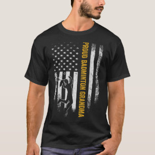 Vintage Usa American Flag Proud Badminton Grandma T-Shirt