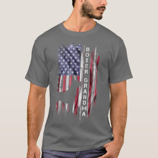 Vintage USA American Flag Proud Boxer Dog Grandma T-Shirt