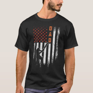 Vintage Usa American Flag Proud Cricket Dad Silhou T-Shirt