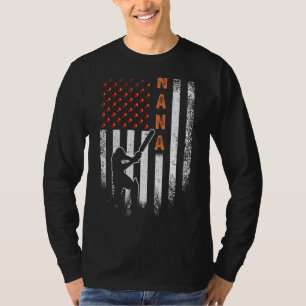 Vintage Usa American Flag Proud Cricket Nana Silho T-Shirt