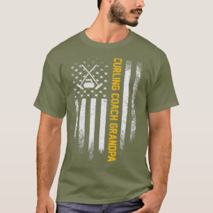 Vintage USA American Flag Proud Curling Coach T-Shirt