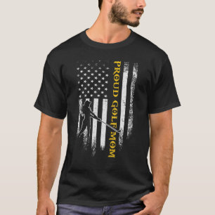 Vintage Usa American Flag Proud Golf Mum Silhouett T-Shirt