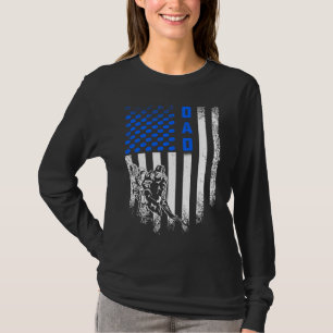 Vintage USA American Flag Proud Hockey Dad Silhoue T-Shirt