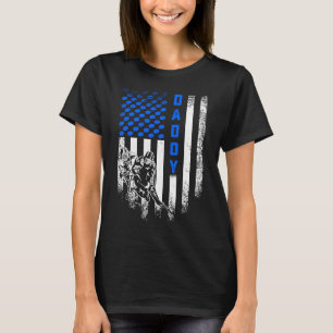 Vintage USA American Flag Proud Hockey Daddy Silho T-Shirt