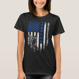 Vintage Usa American Flag Proud Hockey Grandma Sil T-Shirt