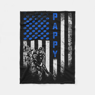 Vintage Usa American Flag Proud Hockey Pappy Silho Fleece Blanket