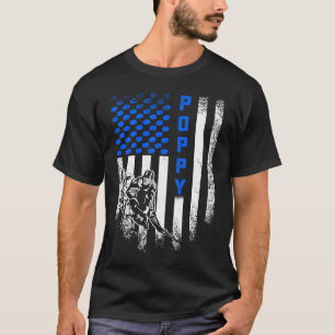 Vintage USA American Flag Proud Hockey Poppy Silho T-Shirt