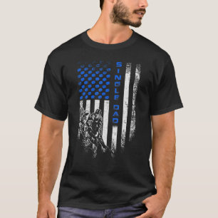 Vintage Usa American Flag Proud Hockey Single Dad  T-Shirt