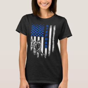 Vintage USA American Flag Proud Hockey Stepdad Sil T-Shirt