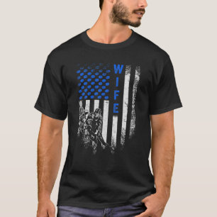 Vintage USA American Flag Proud Hockey Wife Silhou T-Shirt