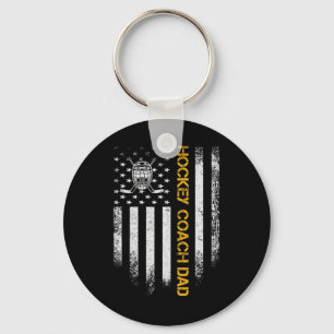 Vintage Usa American Flag Proud Ice Hockey Coach D Key Ring