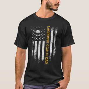 Vintage USA American Flag Proud Lacrosse Coach Dad T-Shirt