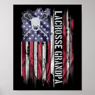 Vintage Usa American Flag Proud Lacrosse Grandpa S Poster