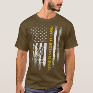 Vintage USA American Flag Proud Skiing Dad Funny T-Shirt