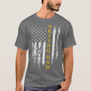 Vintage USA American Flag Proud Skiing Dad Skier T-Shirt