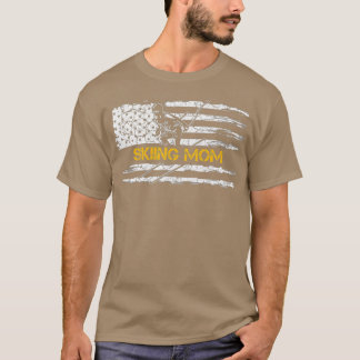 Vintage USA American Flag Proud Skiing Mum Skier T-Shirt